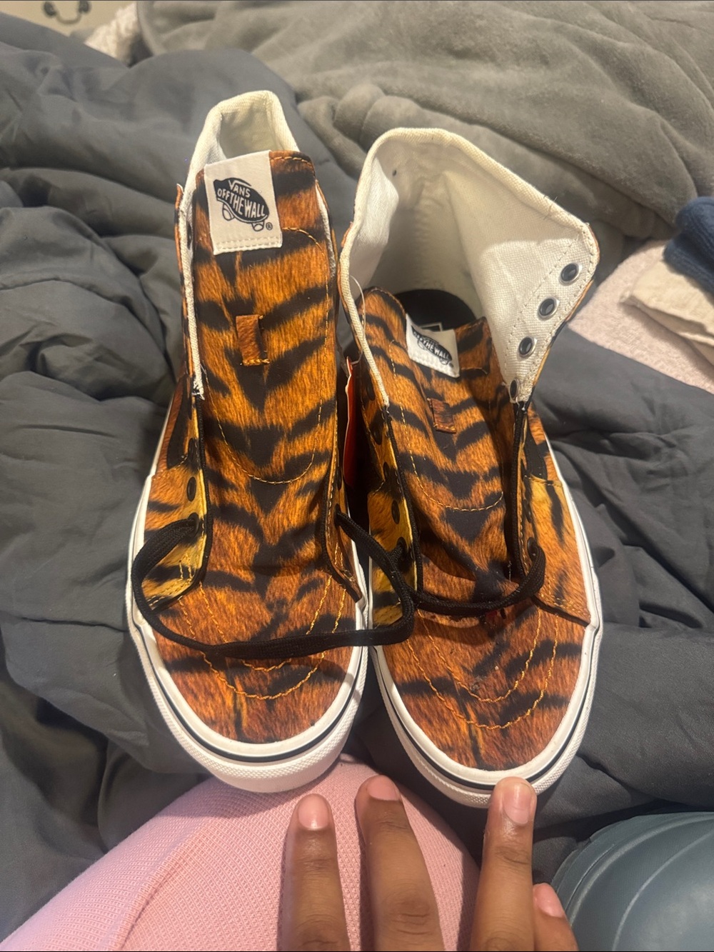 Vans Tiger Stripe High Tops in Orange and Black - Picture 1 of 3